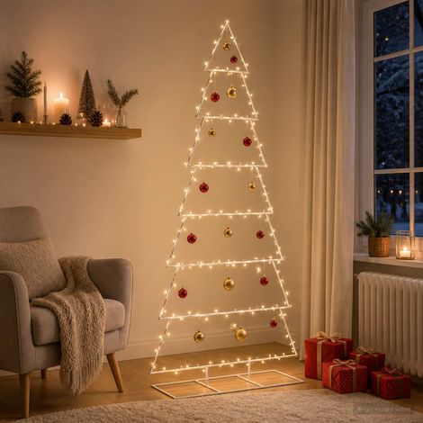 Sapin de Noël en métal avec support KUOPIO 210 cm Acier Blanc (1/5)