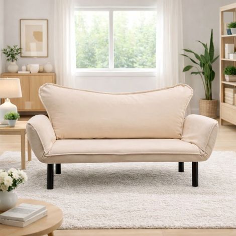 Schlafsofa Sahne Samt - zwei Personen - Chatto