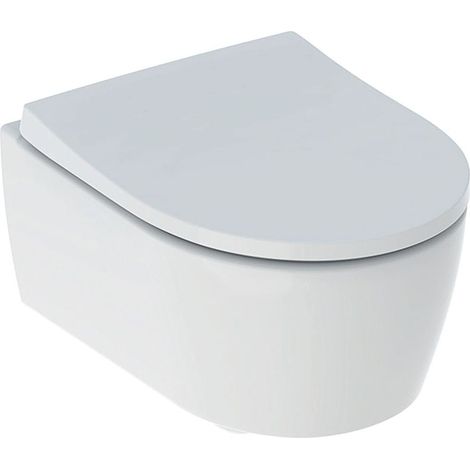 Geberit iCon Set Wand-WC Tiefspüler, verkürzte Ausladung, geschlossene Form, Rimfree, mit WC-Sitz Tiefe 49cm, Weiß (1/5)