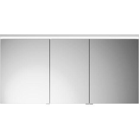 burgbad Lin20 armario con espejo iluminación LED, 3 puertas, tope
