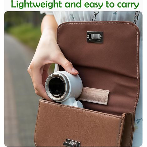 Dieser kleine, tragbare Ventilator passt problemlos in die Tasche, kann auf dem Schreibtisch platziert oder um den Hals getragen werden. (Weiß) (1/3)