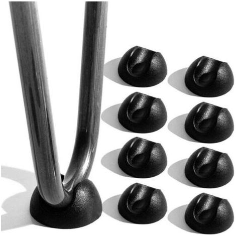 [Protège-pieds pour Chaise] Lot de 8 Silicone Noir Diamètre 10-12 mm pour Jambes Épingle à Cheveux - Glissants et Durables (1/4)