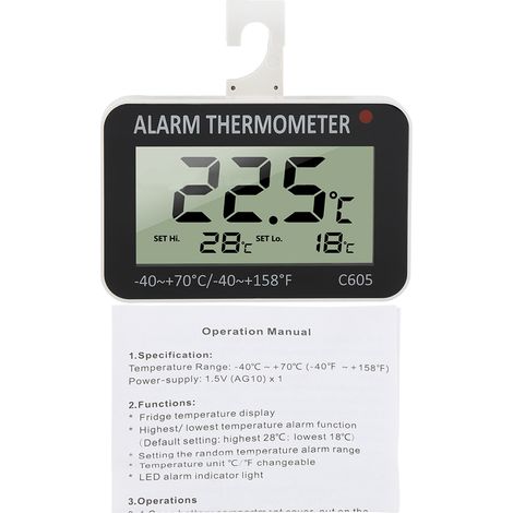 numérique LCD avec alarme et sonde de température pour (1/4)