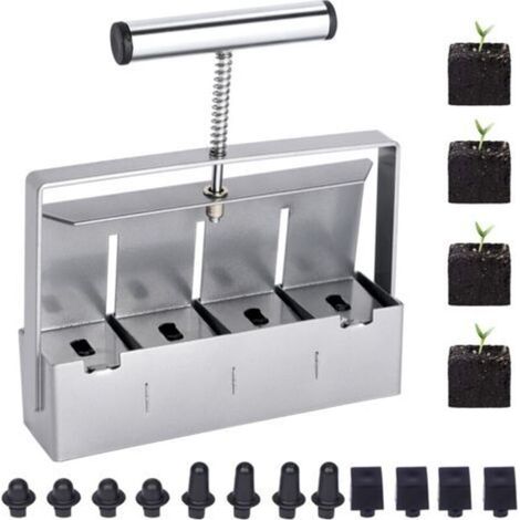 Outil de Blocage de Terre Manuel pour Bloc de Terre de 5,1 cm, Bloqueur de Sol Manuel Micro Bloqueur de Sol, Set Outil de Blocage du Sol pour Les graines, Presse Motte pour semis (1/5)