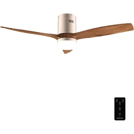 Cecotec Ventilador de Techo con Luz y Mando a Distancia de 52" EnergySilence Aero 5600 Classic Gold&DarkWood. Motor DC 40W