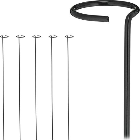 Soportes para plantas de metal negro, juego de 6, 80 cm