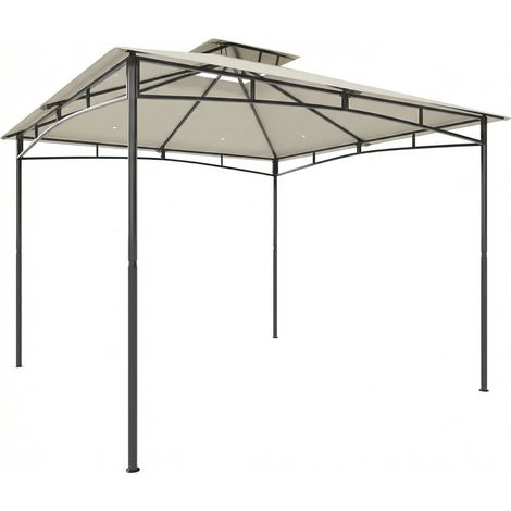 3x3 m Gartenpavillon, wasserabweisend, Doppeldach, cremefarben