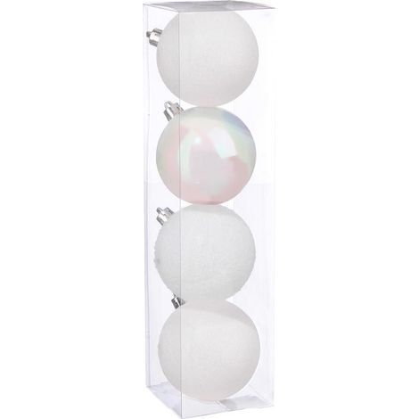 Paris Prix - Lot De 4 Boules De Noël colorama 8cm Blanc