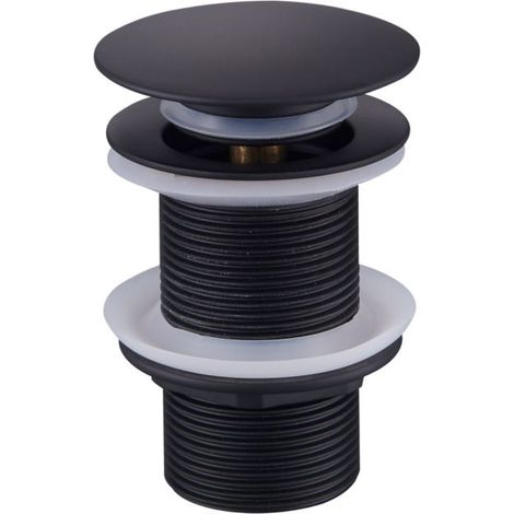 – Pop-up-Waschbeckenablauf ohne Überlauf – Schwarzes Messing – Klick-Klack-Mechanismus – Standard-G1¼-Anschluss – Einfache Installation (1/5)