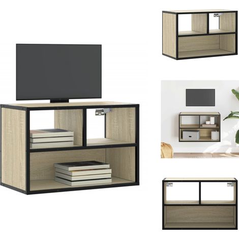 Meuble TV chêne sonoma 60x31x39,5 cm bois d'ingénierie et métal - Meuble TV - Meubles TV - Support TV - Meuble HiFi (1/5)