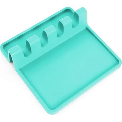 Repose-cuillères en silicone avec coussinet anti-gouttes pour plusieurs ustensiles, résistant à la chaleur, sans BPA. (1/4)