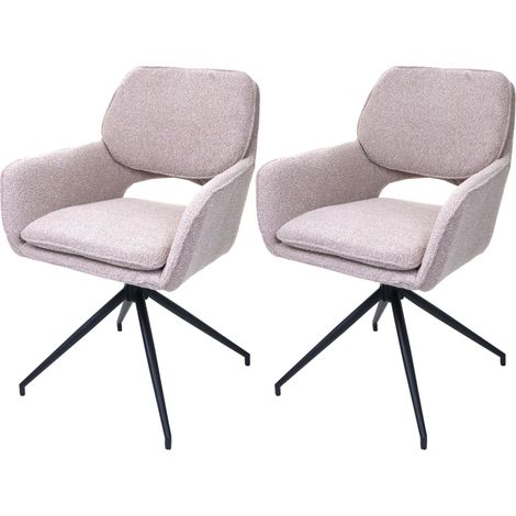 Lot de 2 chaises de salle à manger HWC-N74, chaise de cuisine, pivotante Auto-Return, tissu Bouclé (540g/m²) Oeko-Tex (1/2)