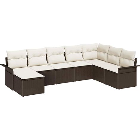 Maison Exclusive - Gartensofa-set mit Kissen 8 pcs Braun Poly-Rat