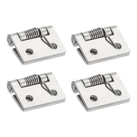 4Pcs Charnière à Ressort, Longueur de 1" Charnières à Ressort en Acier Inoxydable 304, Charnières Auto-Fermantes pour Portes de Gauche et de Droite Armoire, Argenté (Extérieur) (1/4)