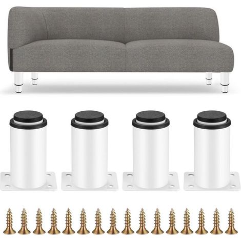 4 Pièces Pieds de Meubles Réglables, Pieds de Table en Métal Blanc, Pieds Réglables en Hauteur 0-40 mm, Pieds de pour Meuble Cuisine, Armoires, Lit, Table Pieds (1/5)