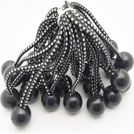 25 Tensioner Elastique Rubber Professional with Ball (Black 140 mm) for Tents, Tarps, Affiches. Tensioner Tarp, Strap Elastic, Bracket of Tarp, Rubber of Tarp, Tensioner Rubber. (1/5)