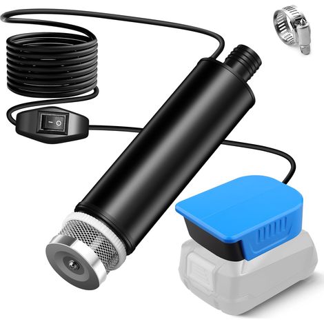 Pompe à eau sale compatible avec batterie 18 V, 30 l/min, ascenseur 4,5 m, pompe à eau alimentée 120 W, pompe de transfert pour puits profonds pour jardin, camping, piscine (1/5)