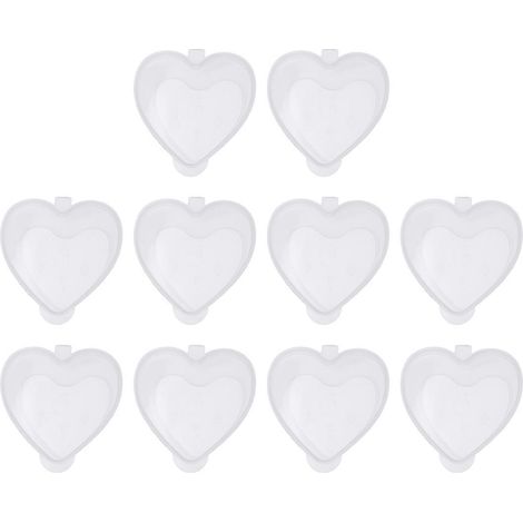 Lot de 100 pots à épices transparents en forme de cœur, 50 ml, en plastique PP, étanches et munis d'un couvercle.-5.50X4.50X3.30CM (1/3)