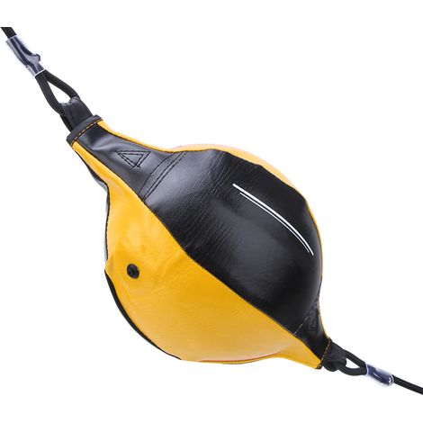 Ballon de boxe gonflable double extrémité avec rebond de vitesse, équipement d'entraînement de frappe, noir et jaune (1/5)
