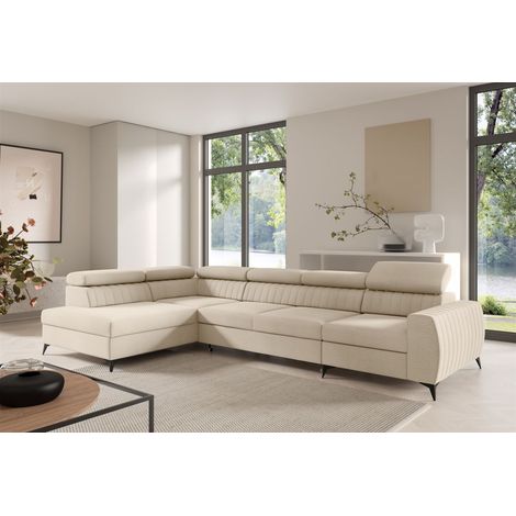 Ecksofa Schlafsofa Sofa TORONTO XL Stoff Element Creme Ottomane Links (1/4)