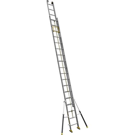 Centaure – Échelle coulissante 2 plans C2 STAB' 5m25/9m15 – 2x18 barreaux – Roulettes murales Ø 125 mm – Résistance 350 kg (1/3)