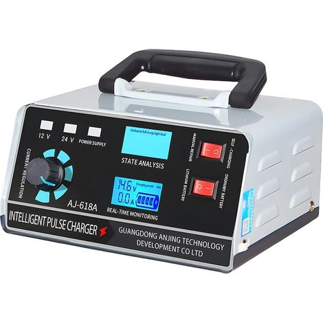 Caricabatterie, compatibilità 12V/24V, protezione contro l'inversione di polarità, colore argento. (1/2)