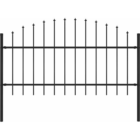Clôture de jardin Brise vue Panneau de clôture avec dessus en lance Acier 1,7 m Noir 23614 (1/3)