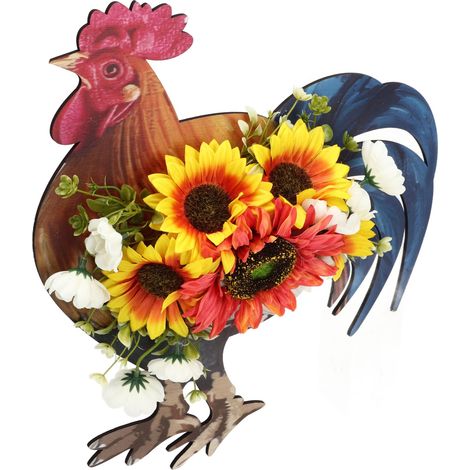 Hühnerkranz, rustikaler und schöner Wandkranz mit künstlichen Sonnenblumen – rustikale Dekoration für Zuhause und zum Unabhängigkeitstag (1/5)