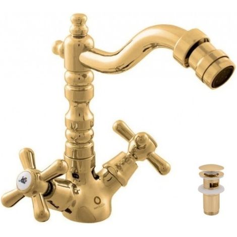 Mélangeur bidet MORAVA RETRO avec pop-up en laiton doré (1/4)