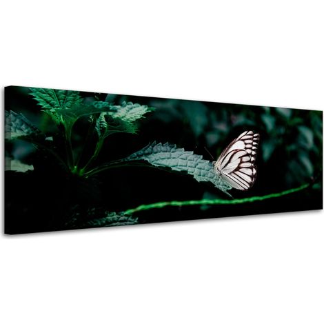 Lienzo impreso Naturaleza Mariposa sobre una hoja 120x40