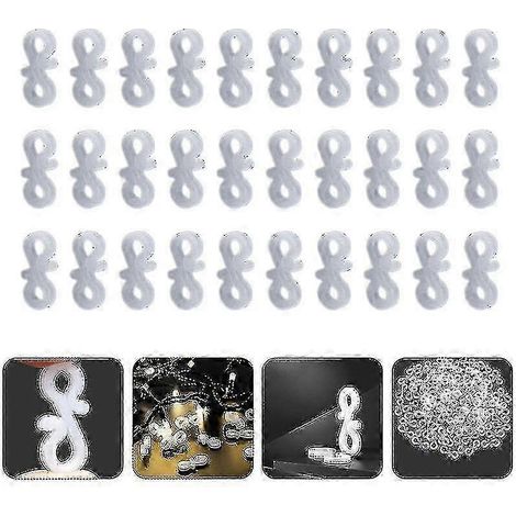 Lot de 100 crochets de gouttière en plastique avec clip en S pour fixer des luminaires extérieurs (1/5)