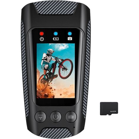 Caméra de vélo multifonctionnelle 4K 60 FPS, résistante à la pluie, écran IPS 2 pouces, connexion Wi-Fi et flash LED.