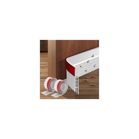 Bas de Porte Adhésif, 100 x 5cm Boudin de Porte, TPE Caoutchouc Blanc Bande d'étanchéité Isolant Phonique, Anti Bruit Poussière Stop à l'air Froid Anti Souris Fourmi Cafard Insectes (2PCS) (1/5)