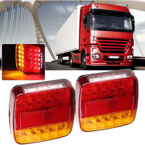 12V 20LED Zweifarbige Rückleuchten für LKW-Anhänger - 2 Stück, Rot/Gelb-Optik, Signalbeleuchtung (1/5)