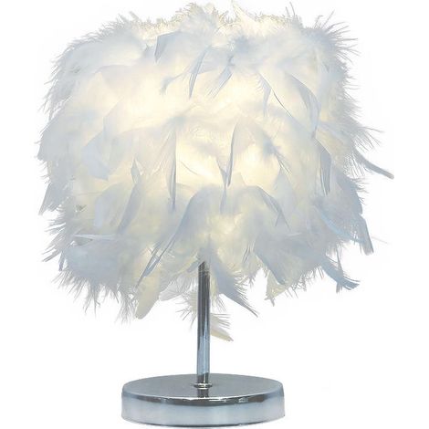 Lampe de chevet simple en plumes, lampe de chevet argentée style princesse (1/5)