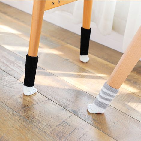 Lot de 16 chaussettes de protection pour pieds de chaises, tables, meubles et sols, ornées de jolis motifs de pattes de chat. (1/5)