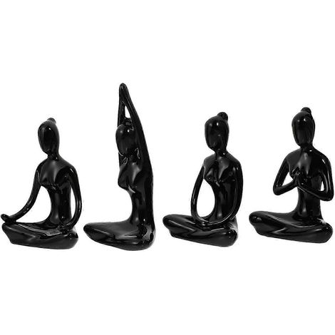 Ensemble de 4 figurines de yoga en céramique 2026, statues de méditation pour la décoration intérieure, le studio de yoga et le bureau. (1/5)