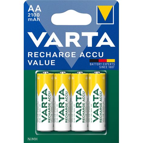 Wiederaufladbarer Akku Accu AA LR06, 2100mAh, 4er Pack  VARTA 38623