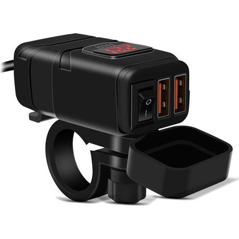 USB-Ladegerät für Motorräder 12V mit digitaler Anzeige der Batteriespannung US5