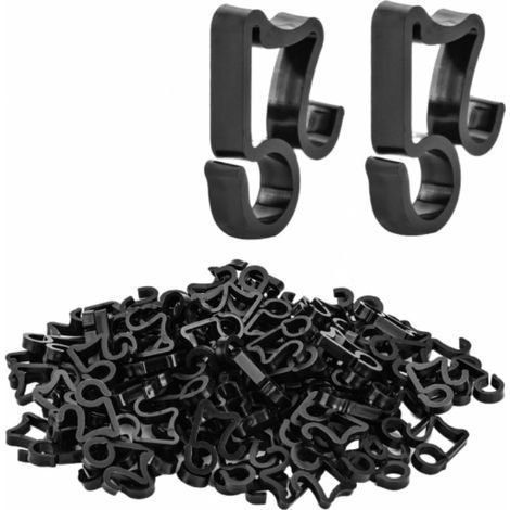 Lot de 48 crochets de gouttière noirs à suspendre pour extérieur - Guirlande lumineuse de Noël - Résistant aux UV et aux intempéries - Clips réutilisables (1/5)