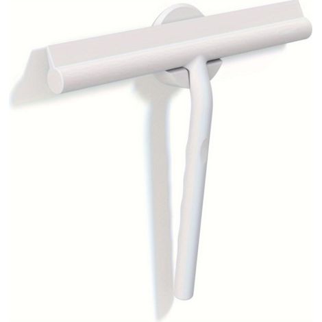 (Blanc, 28 cm) Raclette de Douche pour Douche, Salle de Bain, carrelage, Miroir, fenêtre, Support magnétique sans perçage, Autocollant, Design Moderne élégant.