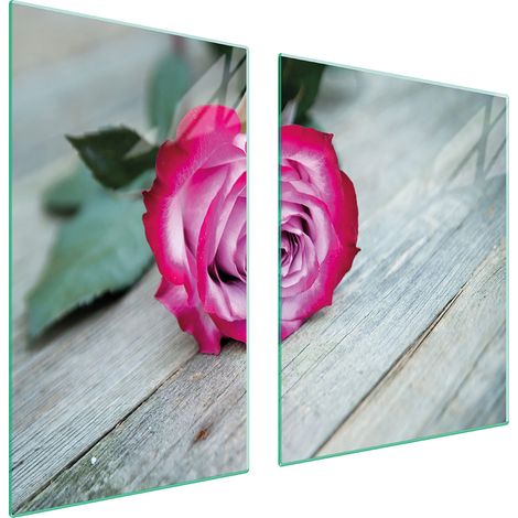 Glasplatte und Schneidebrett 100x52 Rose