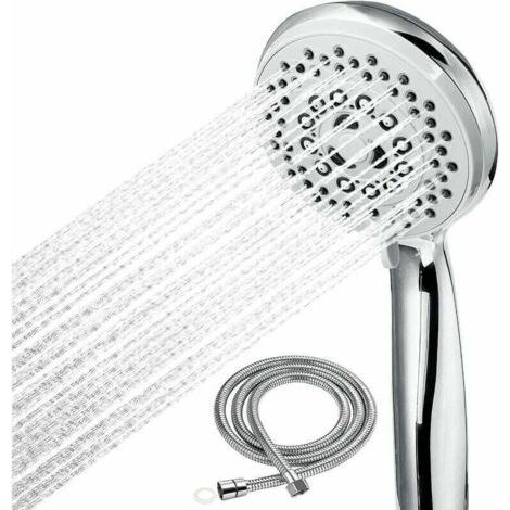 Duschkopf Duschschlauch, Duschkopf Anti-Kalk-Duschkopf Universalzubehör 5 Modi Hochdruck Wassersparend, ABS+Edelstahl Badezimmerdusche