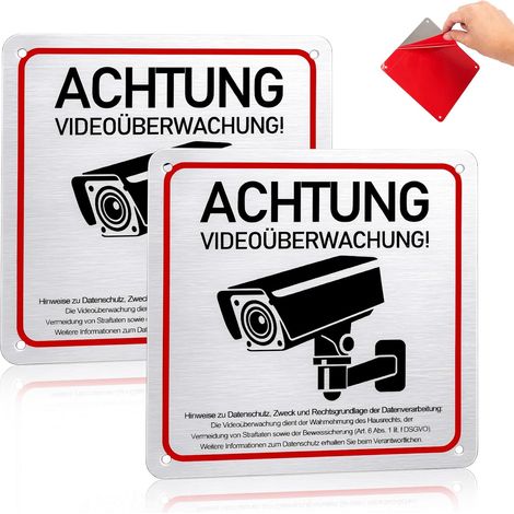 Panneau d'avertissement de vidéosurveillance 15 x 15 cm, autocollant extérieur, pour la maison (1/5)