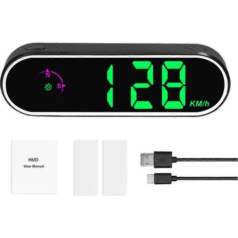 Affichage tête haute pour voiture, compteur de vitesse numérique GPS avec horloge à LED couleur (1/4)