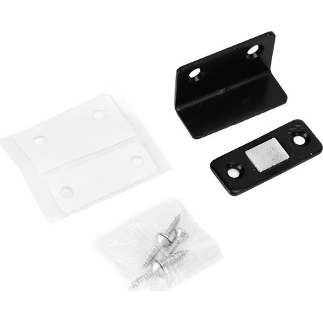 Magnetverschluss, L-förmig, kaltgewalzter Stahl, lochfreier Magnetstopper für Schranktüren, Schubladen und Schiebetüren, Schwarz (1/5)