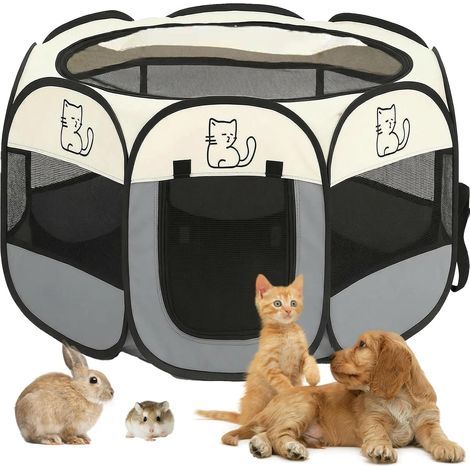 Pop-Up Enclosure 74x74x43cm Foldable Indoor Cage for Puppy, Cat, Rabbit, Travel, Camping (1/5)
