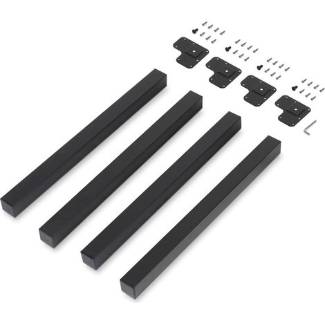 Emuca - Gambe per tavolo quadrate, 50x50, H710mm, Verniciato nero, Acciaio (1/5)