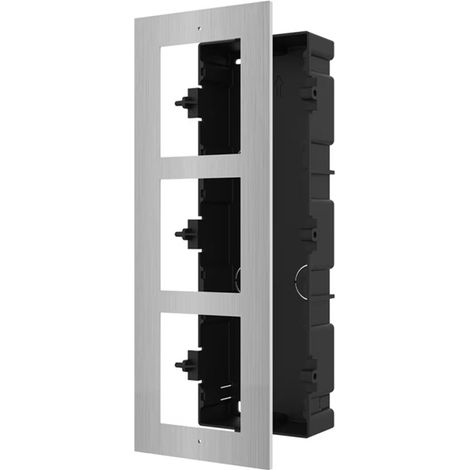 Hikvision Ds-Kd-Acf3/S Soporte De Intercomunicación De Acero Inoxidable De Montaje Empotrado De 3 Módulos