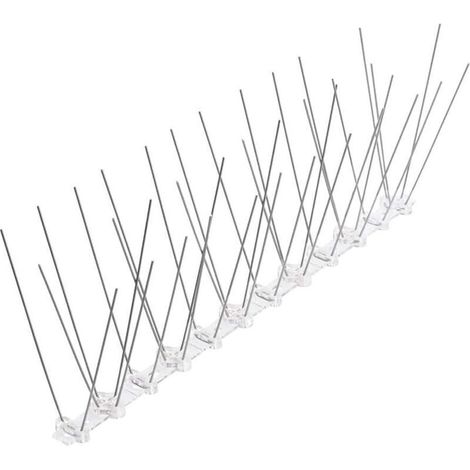 Pic Anti Pigeon 3.3 Mètres en Acier Inoxydable & Base en Plastique Souple, 10 Pièces de 33cm, Pointes Anti-Oiseaux, Moineaux, Corneilles (1/4)
